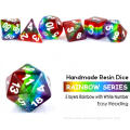 Transparent Rainbow Polyhedral RPG Dice Set for D&D Dungeons and Dragons Game